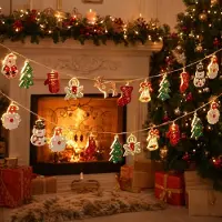 OEM Guirnalda de luces LED con motivos navideños, 3 metros, 20 LEDs, luz blanca cálida, para uso en interiores