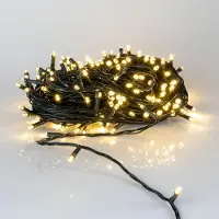 OEM Guirnalda de luces LED, 200 LEDs de luz cálida, 20 metros, cable verde, IP44