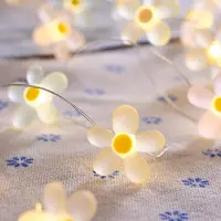 OEM Guirnalda de luces con forma de flores, 2 metros, 20 LEDs, luz blanca cálida, diseño de margaritas