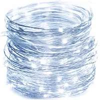 OEM Guirnalda de luces LED con cable de cobre, 5 metros, luz blanca fría, funciona con pilas
