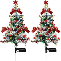 OEM Luces solares para árbol de Navidad, juego de 2, con tecnología LED, con adornos de bolas y bayas