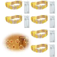 OEM 6 cadenas de luces LED mini, de 2 metros de longitud, con 20 LEDs, luz blanca cálida, alimentadas por batería