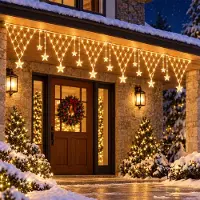 Dripio Cadena de luces LED con 196 estrellas, cable de 2 metros, dimensiones de 5 x 0,6 metros, grado de protección IP65