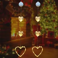 OEM Guirnalda de luces LED con forma de corazón, juego de 2 unidades, funciona con pilas, luz blanca cálida