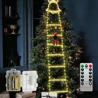 OEM Guirnalda LED con figura de Papá Noel escalando, 2 metros, 136 luces, luz blanca cálida