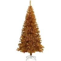vidaXL Árbol de Navidad dorado, 210 cm, material PET
