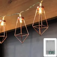 OEM Guirnalda de luces LED, 4 metros, 10 bombillas de luz cálida, color rosa dorado, metal, funciona con pilas