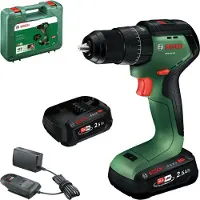 Bosch Taladro atornillador a batería PSB18V-60, con 1 batería PBA 18V de 2.5Ah, todo incluido en un estuche