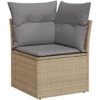 vidaXL Juego de 12 piezas de sofá de jardín con cojines, color beige, de ratán sintético