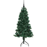 vidaXL Árbol de Navidad artificial rectangular, color verde, 150 cm, fabricado en PVC y metal