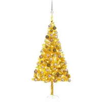 The Living Store El Living Store: Árbol de Navidad artificial, iluminación y adornos dorados, 180 cm, material: PET
