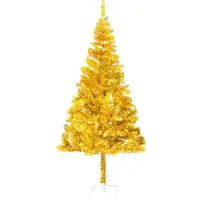 Syfax Árbol de Navidad preiluminado con luces y bolas dorado 180 cm