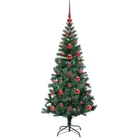 vidaXL Árbol de Navidad artificial con luces LED integradas, color verde, 120 cm