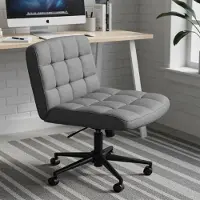 StarTech.com Silla de oficina ancha, ideal para trabajar con la espalda recta - Silla de escritorio giratoria - Acolchada ergonómicamente - Regulable en altura - Con ruedas - Color gris, tapizada en lino