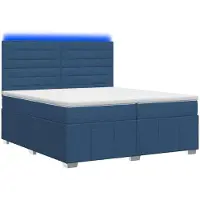 Syfax Cama con somier y colchón LED, color azul, 200 x 200 cm, tapizada en tela