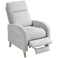 StarTech.com Sillón reclinable - Sillón de relax con reposapiés - Respaldo ajustable hasta 150° - Tapizado en tejido con aspecto de lino - 68x90x106 cm - Diseño clásico - Gris claro