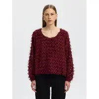 Selected Flecos En Zigzag Top Con Mangas Obispo Mujeres Rojo 38
