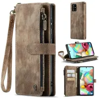 Lux-Case Carcasa de teléfono con cremallera CaseMe para Samsung Galaxy A71 - Marrón