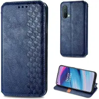 Lux-Case Funda de piel con una elegante impresión de rombos para OnePlus Nord CE 5G - Azul