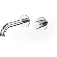 Emke Grifo de pared empotrado , giratorio 360 grados, para baño, con 2 orificios, fabricado en latón, para montaje en pared, para lavabo, dimensiones 288x210x70 mm, fácil de limpiar, acabado cromado