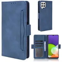 Lux-Case Funda de piel de estilo moderno para Samsung Galaxy A22 4G - Azul