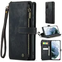 Lux-Case Carcasa de teléfono con cremallera CaseMe para Samsung Galaxy S21 Plus 5G - Negro
