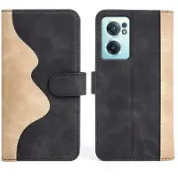 Lux-Case Funda abatible de piel bicolor para OnePlus Nord CE 2 5G - Negro