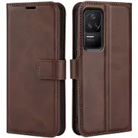 Lux-Case Funda de piel estilo cartera para Xiaomi Poco F4 / Redmi K40S - Marrón