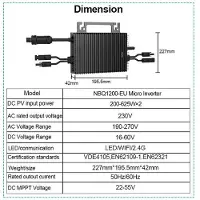 OEM Microinversores, con Wi-Fi integrado, alta potencia de salida, 1200W, 220-230V, 16-60V