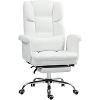 StarTech.com Silla de oficina ergonómica - Silla de escritorio - Altura ajustable de 48 a 56 cm - Respaldo reclinable - Reposapiés - Giratoria - Asiento acolchado - Color blanco