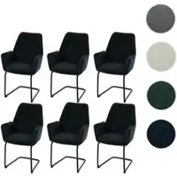 Mendler Juego de 6 sillas giratorias modelo HWC-G67, ideales para el comedor o la cocina, tapizadas en tela/textil MVG, color gris antracita-azul