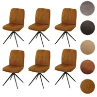 Mendler Juego de 6 sillas de comedor modelo HWC-M68, sillas de cocina con respaldo, giratorias, con ajuste automático de posición, estructura de metal, tapizadas en tela/textil, color amarillo