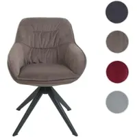 Mendler Juego de 6 sillas de comedor HWC-K28, sillas de cocina, sillas tapizadas, con reposabrazos, giratorias, de metal y tela/textil, color marrón