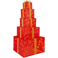vidaXL Caja de regalo navideña con luces LED, apilable, 250 LEDs, luz blanca cálida