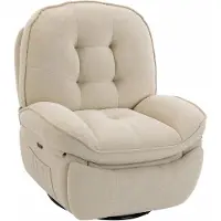 StarTech.com Sillón reclinable - Sillón giratorio para televisión - Con función de mecedora y reclinable - Acolchado - Tapizado en tela - 95 x 94 x 104 cm - Color marfil