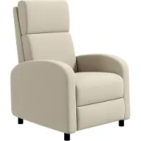 StarTech.com Sillón de televisión con función de relax: tapizado, respaldo ajustable, reposapiés, apariencia de lino, estructura de madera, color crema