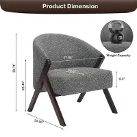 StarTech.com Sillón - Sillón de estilo mid-century moderno - Estructura de madera - Acolchado con reposabrazos - Ideal para salones, dormitorios o rincones de lectura - Montaje sencillo - Color gris oscuro
