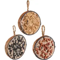 Flamingo Comida para aves silvestres – Calidad premium – Mitades de coco rellenas con semillas, nueces, larvas de harina y semillas de girasol – Alimento para aves silvestres