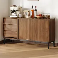 STILVORA Armario de cocina con 3 cajones y 2 puertas correderas, aparador con espacio de almacenamiento, armario para la cocina, el comedor y el salón