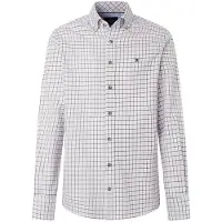 Hackett London para hombre. HM3010854 Camisa Flannel Check marrón (S), Casual, Algodón, Manga larga, outlet 2026.