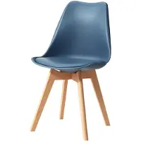 StarTech.com Sillas de comedor escandinavas - Juego de 4 - Asiento acolchado de cuero sintético (PU) - Sin reposabrazos - Requiere montaje - 82 x 55 x 48 cm - Azul oscuro