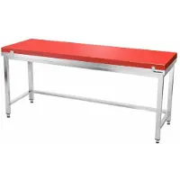 GOLDINOX Mesa de trabajo de acero inoxidable de 2000 x 600 mm con placa de corte roja y refuerzo PREMIUM -