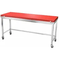 GOLDINOX Mesa de trabajo de acero inoxidable de 2000x600 mm con placa de corte roja y refuerzo con ruedas, modelo PREMIUM -
