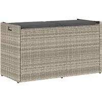 vidaXL Banco de exterior con espacio de almacenamiento y cojín, color gris claro, 100 cm
