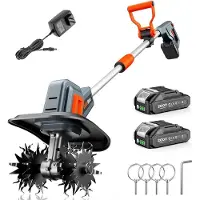 StarTech.com Fresadora de suelo a batería - Cultivador sin escobillas - Funciona con batería - 2 baterías de 2,0 Ah - Para el laboreo del suelo - Herramienta de jardinería