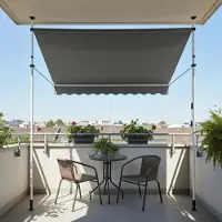 Merkloos Paraguas de pie de 200 cm, sin necesidad de taladrar, resistente a los rayos UV, color gris