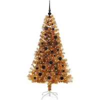vidaXL Árbol de Navidad dorado, 150 cm, material PET