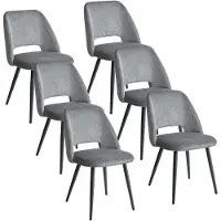 StarTech.com Juego de 6 sillas de comedor tapizadas - Diseño moderno y minimalista - Estructura de metal - Fáciles de limpiar - Ideales para cocina y comedor - Color gris