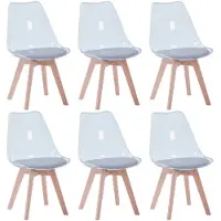 StarTech.com Juego de 6 sillas de comedor - Silla - Asiento acolchado de cuero sintético (PU), estructura de plástico, diseño moderno, sin reposabrazos, 82x55x48 cm - Gris oscuro