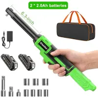 StarTech.com Llave de impacto eléctrica - 9,5 mm - 21 V - 320 RPM - 70 Nm - Velocidad variable - 2 baterías de 2,0 Ah - Compatible con baterías de 18 V
